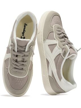 Women's Grey White Canvas Non-Slip Platform Footwear Terry Cloth Sneakers Shoes